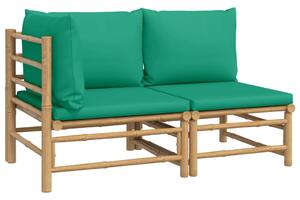 VidaXL 2 részes bambusz kerti ülőgarnitúra zöld párnákkal