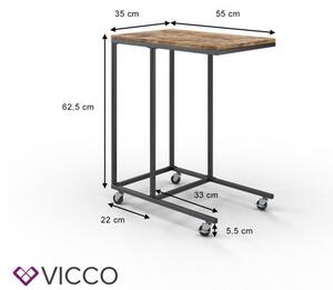 Vicco Fyrk kisasztal, dohányzóasztal kerekekkel