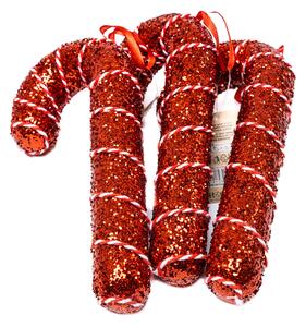 Fehér cukorpálca dísz piros masnival 16.5 cm Piros, piros-fehér szalag