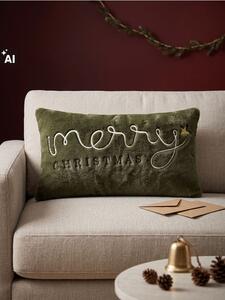 Sinsay - Dekoratív karácsonyi párna hímzett felirattal Merry Christmas - zöld