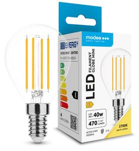 LED lámpa , égő , izzószálas hatás , filament , E14 foglalat , G45 , 4 Watt , meleg fehér , Modee