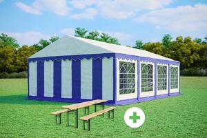 Partysátor 5x8 m STANDARD SZETT – sátor + sörsütő szettek szín kék-fehér