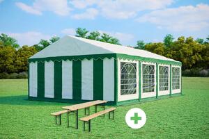 Partysátor 5x8 m STANDARD SZETT – sátor + sörsütő szettek szín zöld-fehér