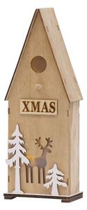 Dísz MagicHome karácsonyi Woodeco, Madáretető, 3 LED, 12x7x32 cm