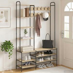 VidaXL Kabátállvány cipőpaddal Sonoma Tölgy 120,5 x 34 x 190 cm