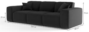 LUNGO 2 kanapé, 225x73x88, black