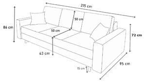 OVIEDO ágyazható kárpitozott kanapé, 215x86x95 cm, moric 06