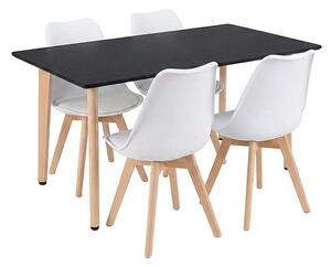 Silla 120 4+1 étkező garnitúra fekete-fehér