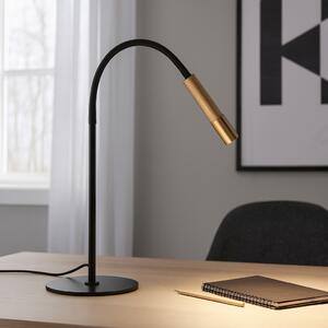 DRILL modern LED asztali lámpa, fekete-arany, flexibilis cső, 2700K