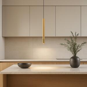 DRILL modern LED függőlámpa, matt arany, 620 lm fényerő