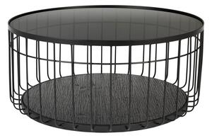 Fekete kerek dohányzóasztal üveg asztallappal 80x80 cm Lance – White Label