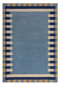 Kék kézi szövésű gyapjú szőnyeg 120x170 cm Kai Wool Border – Flair Rugs