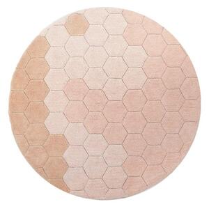 Világos rózsaszín mosható kézi szövésű pamut kerek szőnyeg ø 140 cm Honeycomb Rose – Lorena Canals