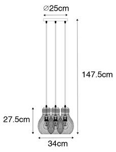 Design függőlámpa fekete 3-lámpa - Raga