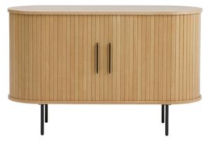 Natúr színű komód tolóajtóval, tölgyfa dekorral 120x76x45 cm Nola – Unique Furniture