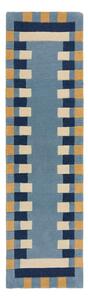 Kék kézi szövésű gyapjú futószőnyeg 60x230 cm Kai Wool Border – Flair Rugs