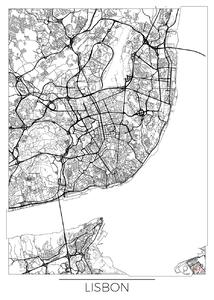 Lisbon Térképe, Hubert Roguski, (30 x 40 cm)