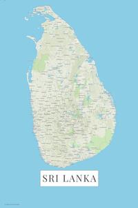 Sri Lanka color Térképe, (26.7 x 40 cm)