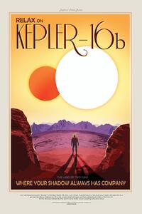 Illusztráció Kepler16b (Planet & Moon Poster) - Space Series (NASA), (26.7 x 40 cm)
