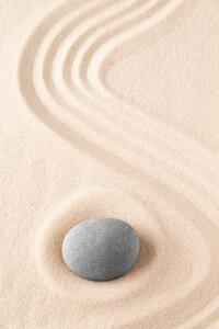 Illusztráció Zen garden meditation stone. Round rock, kikkerdirk