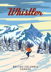 Illusztráció Whistler Travel Ski resort poster vintage., VectorUp, (30 x 40 cm)