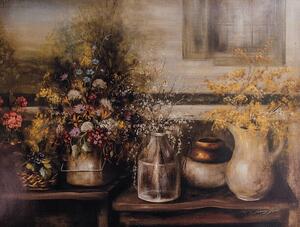 Illusztráció Wildflowers In Old Time Vases Original Painting, JonGorr, (40 x 30 cm)