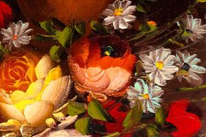 Illusztráció Macro of Still Life with Flowers Oil Painting, Dan Totilca, (40 x 26.7 cm)