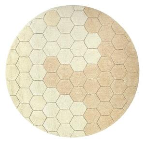 Okkersárga mosható kézi szövésű pamut kerek szőnyeg ø 140 cm Honeycomb Golden – Lorena Canals