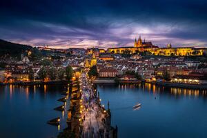 Művészeti fotózás Prague, twilight overview of Charles Bridge,, Phillip Chow, (40 x 26.7 cm)