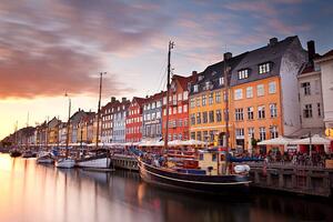 Művészeti fotózás Sunset on Nyhavn Canal, Copenhagen, Denmark., Benjeev Rendhava, (40 x 26.7 cm)