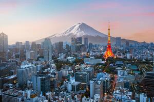Művészeti fotózás Mt. Fuji and Tokyo skyline, Jackyenjoyphotography, (40 x 26.7 cm)