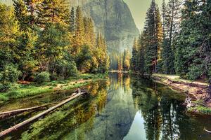 Művészeti fotózás Yosemite Valley Landscape and River, California, zodebala, (40 x 26.7 cm)