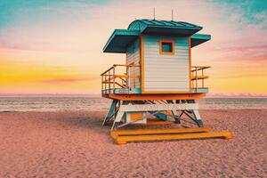 Művészeti fotózás Colorful Miami Beach lifeguard tower with, Artur Debat, (40 x 26.7 cm)