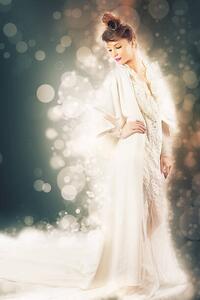 Művészeti fotózás Beauty fashion model dressed in white, Pilin_Petunyia, (26.7 x 40 cm)