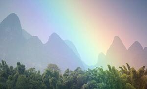 Fotográfia View of rainbow by mountains., Grant Faint, (40 x 24.6 cm)