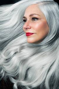 Művészeti fotózás 3/4 profile of woman with long, white hair., Andreas Kuehn, (26.7 x 40 cm)