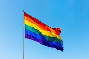 Fotográfia Rainbow LGBTQI flag waving in the wind, Alexander Spatari, (40 x 26.7 cm)
