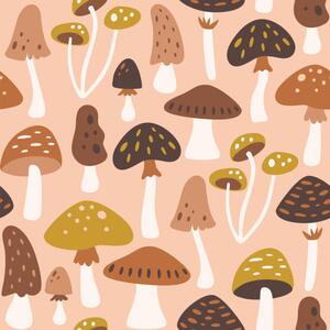 Művészeti fotózás Mushrooms Seamless Pattern, insemar, (40 x 40 cm)