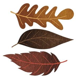 Művészeti fotózás Three brown fall leaves watercolor illustration, ToBeeLife, (40 x 40 cm)