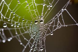 Művészeti fotózás Water drops on spider web needles, Tommy Lee Walker, (40 x 26.7 cm)