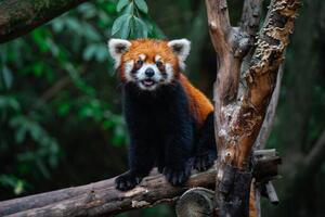 Fotográfia Red Panda, close-up of a bear on a tree, Jackyenjoyphotography, (40 x 26.7 cm)