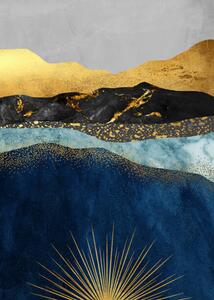 Illusztráció Golden abstract mountain peak art poster., Luzhi Li