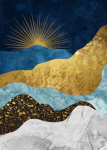 Illusztráció Golden abstract mountain peak art poster., Luzhi Li, (30 x 40 cm)