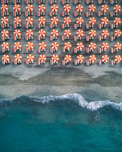 Fotográfia Aerial shot showing rows of beach, Abstract Aerial Art, (30 x 40 cm)