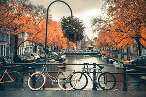 Művészeti fotózás View of canal in Amsterdam during Autumn Season, Umar Shariff Photography, (40 x 26.7 cm)
