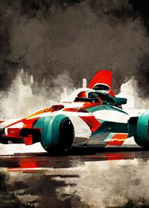 Művészi plakát Formula 1 red grey, Justyna Jaszke, (30 x 40 cm)