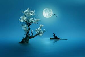 Illusztráció Moon shines beautifully on the dream, Muhammad Idrus Arsyad, (40 x 26.7 cm)