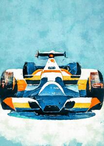 Művészi plakát Formula 1 blue yellow, Justyna Jaszke, (30 x 40 cm)