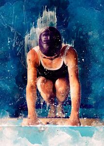 Művészi plakát Swimmer Sport Art 1, Justyna Jaszke, (30 x 40 cm)
