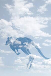 Illusztráció Double exposure of clouds and kangaroo., Grant Faint, (26.7 x 40 cm)